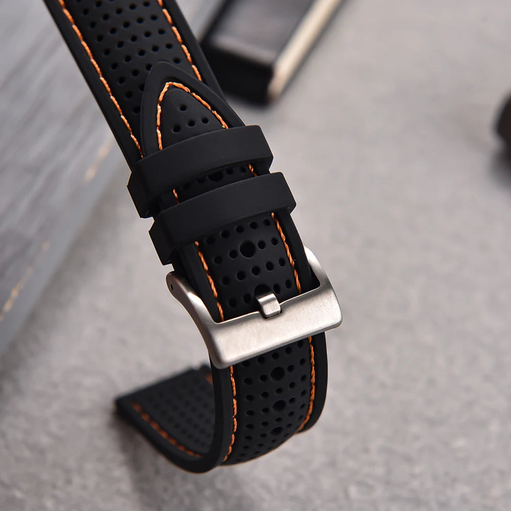 JUELONG Premium Porous Design Soft Rubber Watch Strap Perfect Fit Flat End Universal Quick Release Watch Strap 18mm 20mm 22mm