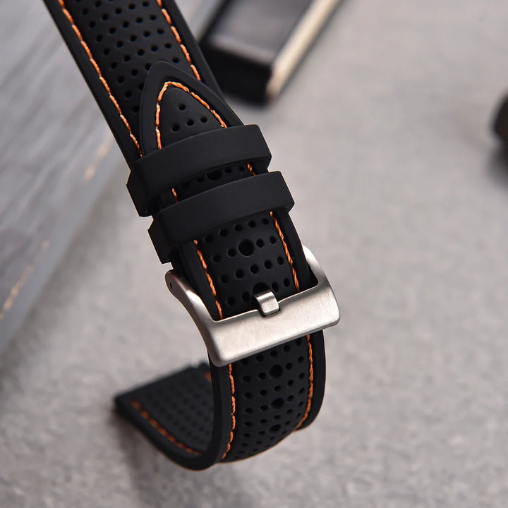 JUELONG Premium Porous Design Soft Rubber Watch Strap Perfect Fit Flat End Universal Quick Release Watch Strap 18mm 20mm 22mm