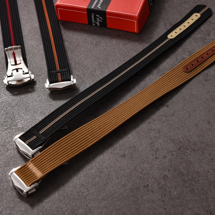 JUELONG Canvas Sailcloth Watch Strap 18mm 20mm 22mm Rubber Hole Sport Waterproof Folding Buckle Watchband For Omega Swatch Moon