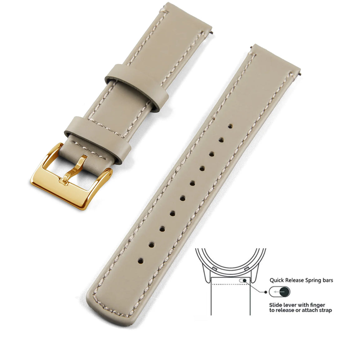 Top Grain Genuine Leather Quick Release Watch Band 20–22mm for Samsung Galaxy Watch