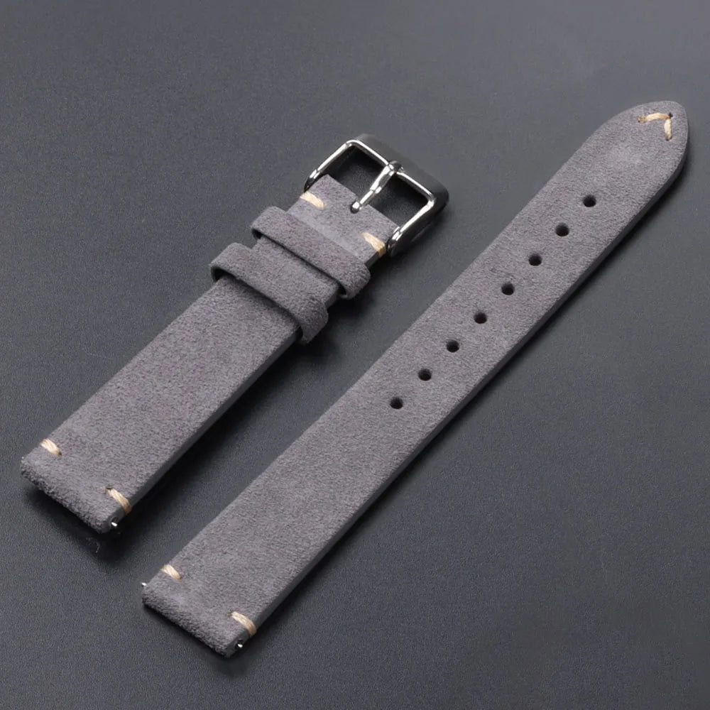 Quick Release Soft Suede Leather Watch Strap (14–22mm)