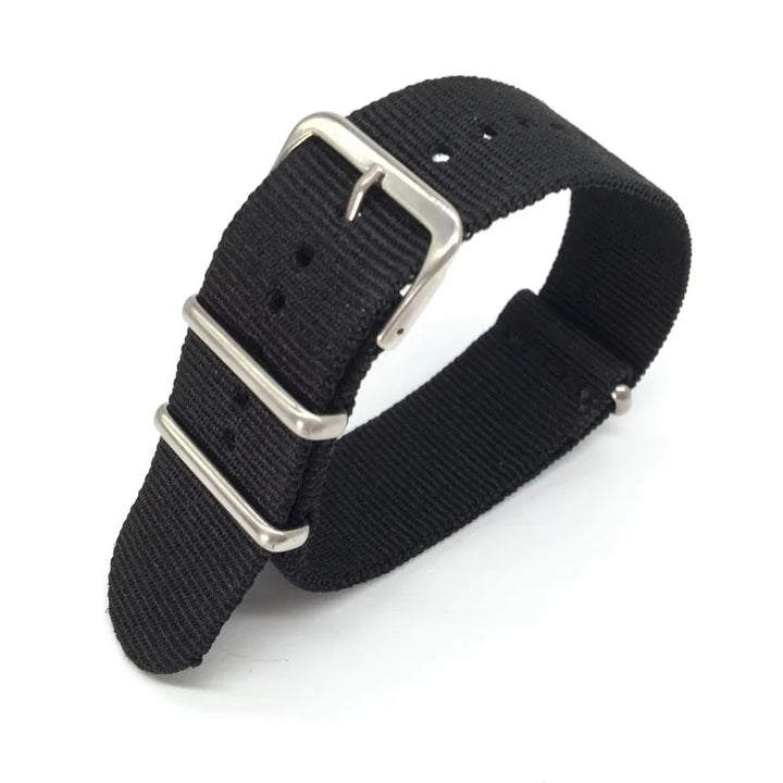 Black Woven Nylon Watch Strap 16–24mm Military Style