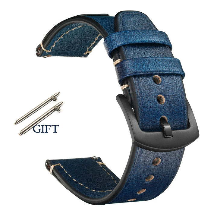 Retro Genuine Leather Watch Strap – 18-22mm for Seiko SNXS79 & Rolex Oyster