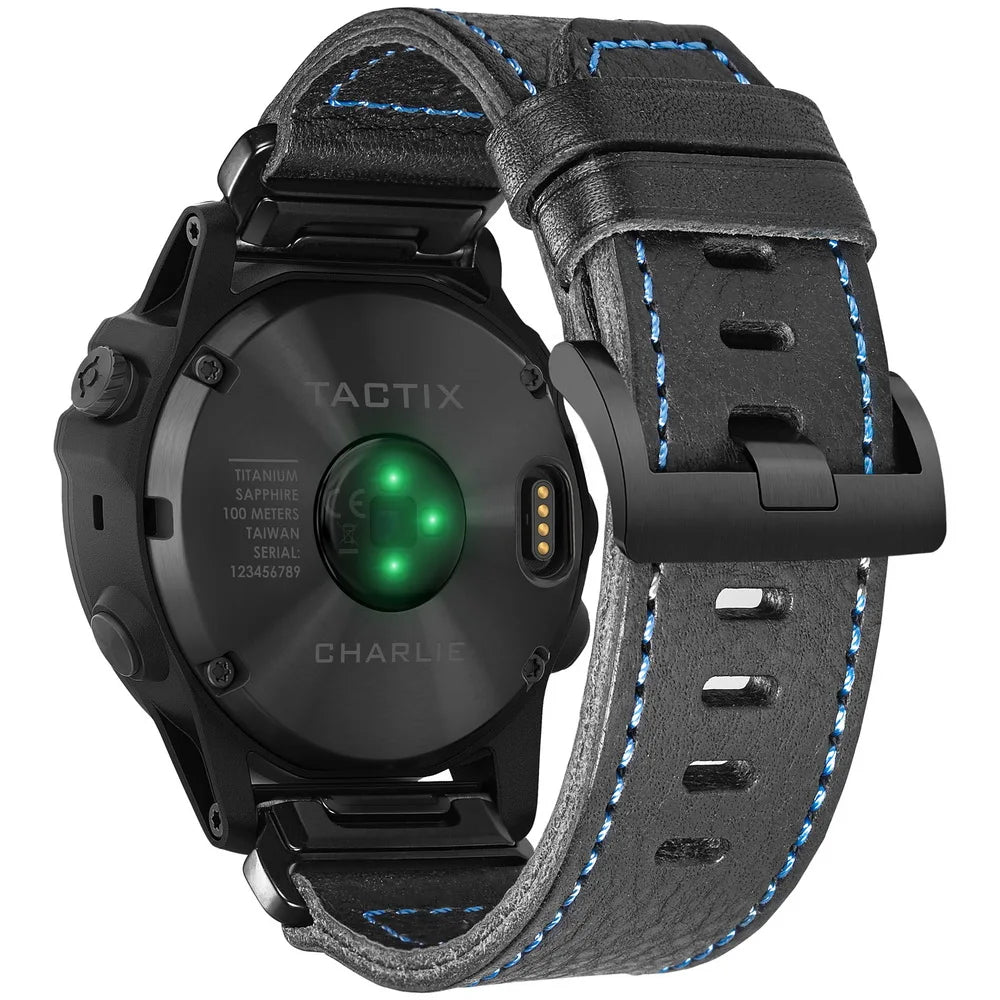 HEMSUT Leather Watch Band for Garmin Fenix, Forerunner & More