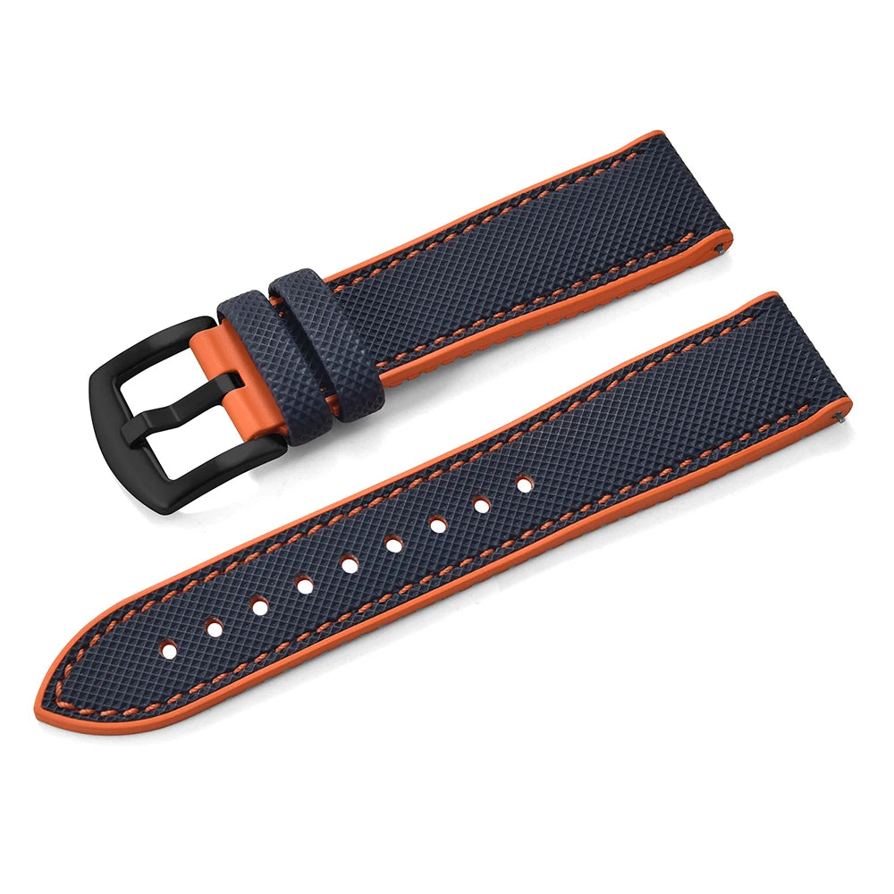 For Longine Seiko Water Ghost Hamilton Series Nylon FKM Rubber Bottom Watch Strap 18-20-22-24mm Strap Soft Waterproof Wrist Band