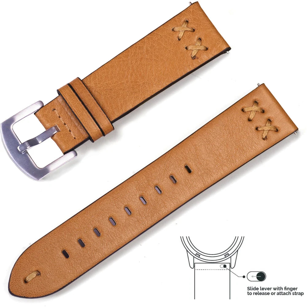 Vintage Genuine Leather Watch Strap 20/22mm