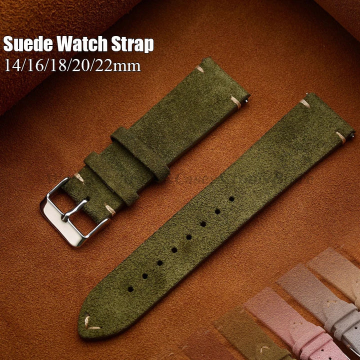 Soft Suede & Calfskin Quick Release Watch Strap for Huawei GT3/GT4 – 14-22mm