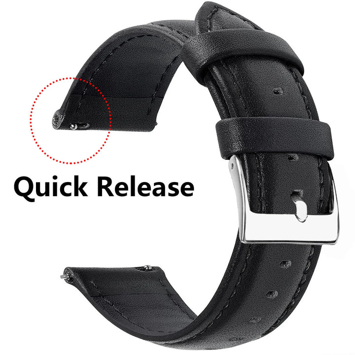 Genuine Leather Watch Strap – Smooth Finish 12–22mm