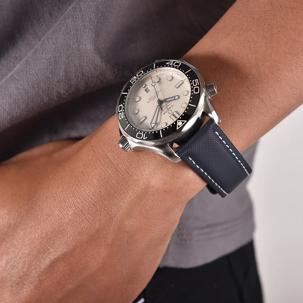 For Omega Strap Leather Sailcloth Watch Strap 20mm22mm Canvas Sailcloth Watch Band for Seiko Business Universal Bracelet for Men
