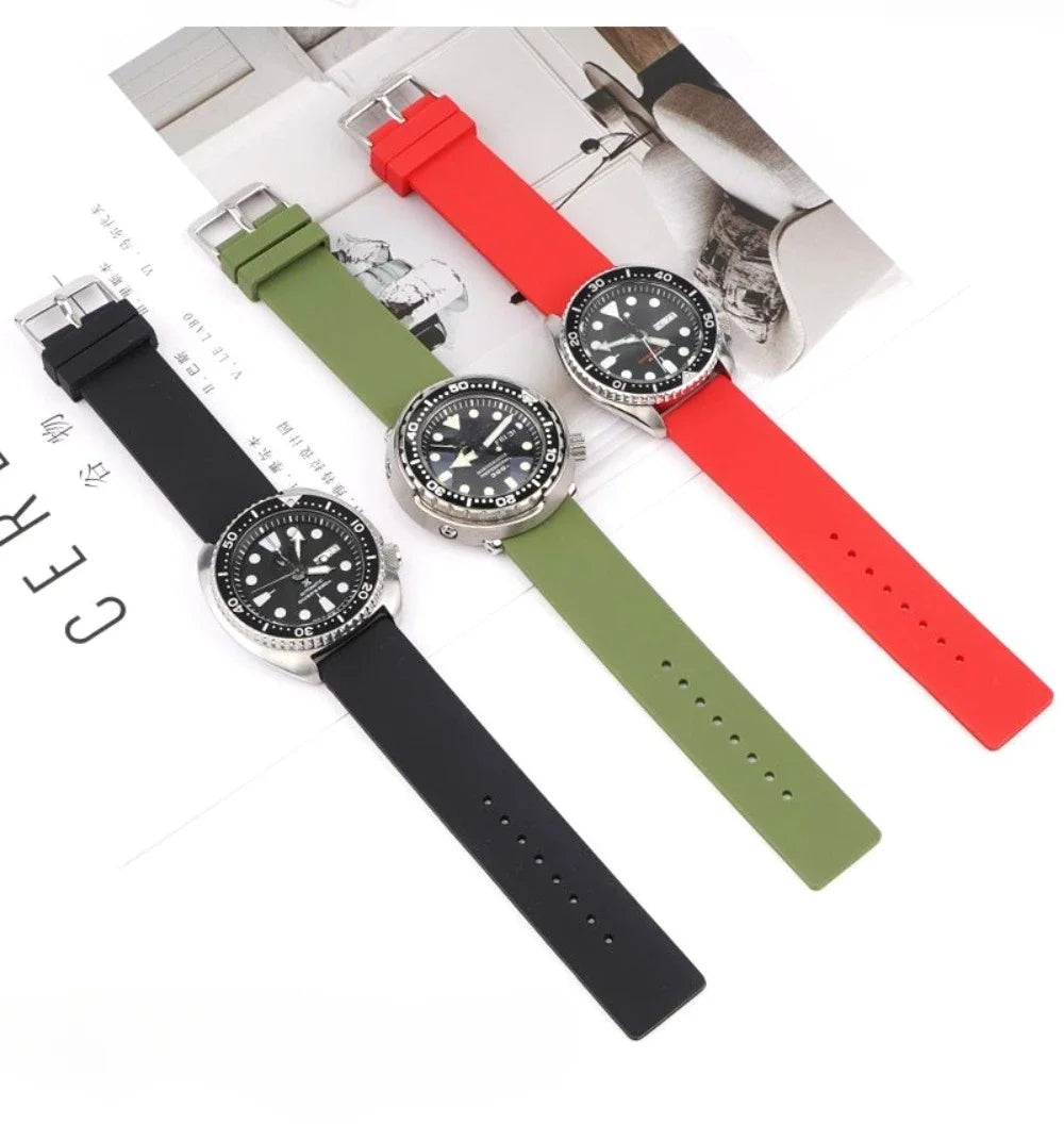 Silicone Watch Strap – 12–24mm, Soft Rubber for Seiko & Huawei GT Series