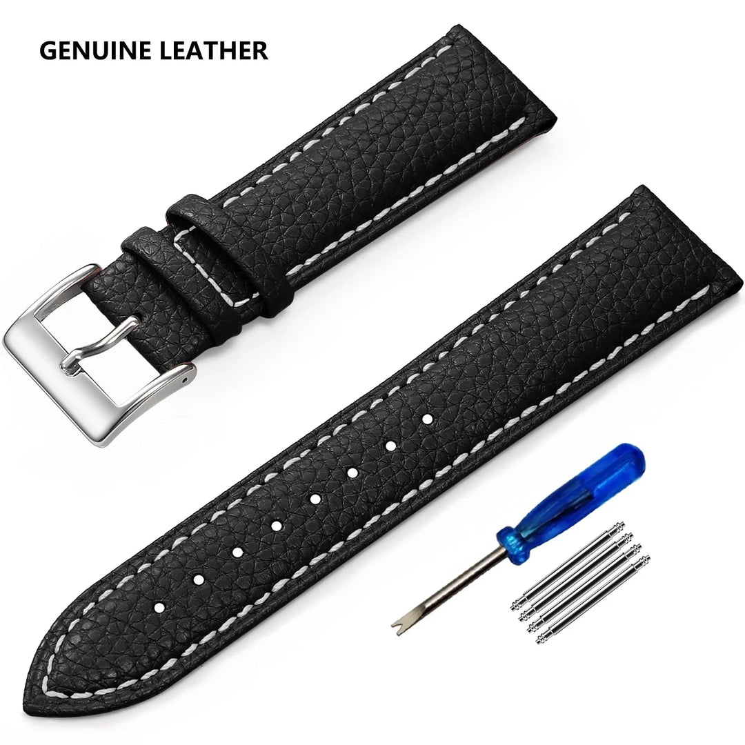 Genuine Leather Watch Strap – 12–24mm with Tool