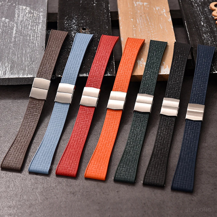 JUELONG Mosaic FKM Rubber CTS Strap 20mm 22mm Quick Release Spring Clasp For Perfect Fit Flat End Universal Watch Straps
