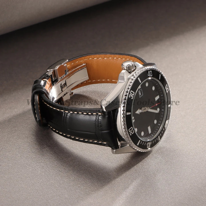 18mm 19mm 20mm 21mm 22mm Cowhide Leather Watch Strap for Longines Watch Bracelet Universal Butterfly Clasp Wristband Replacement