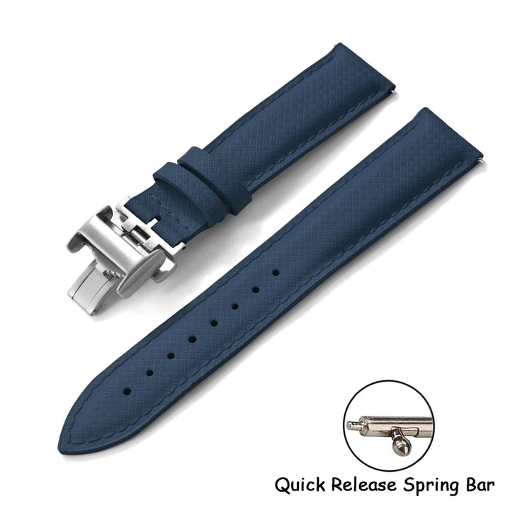 New Design FKM Rubber Sailcloth Strap 18/19/20/22mm Quick Release Leather Watch Band Universal Butterfly Buckle Band For Omega