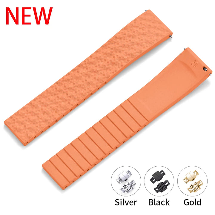 JUELONG CTS Fluororubber Watch Strap 18mm 19mm 20mm 22mm New Quick Release Butterfly Buckle Watch Band FKM Strap For Cut To Size
