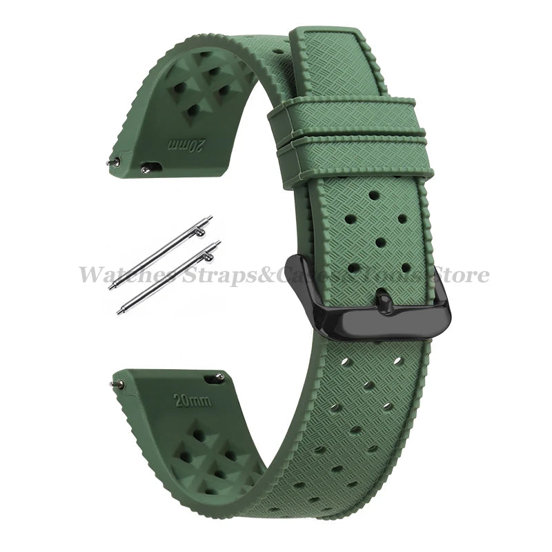 Tropical Silicone Watch Band Quick Release Strap 18mm 20mm 22mm for Oris for Seiko for Citizen Rubber Tropic Smart Watch Straps