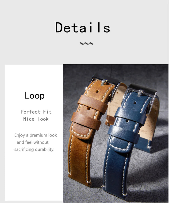 Top Grain Genuine Leather Quick Release Watch Band 20–22mm for Samsung Galaxy Watch