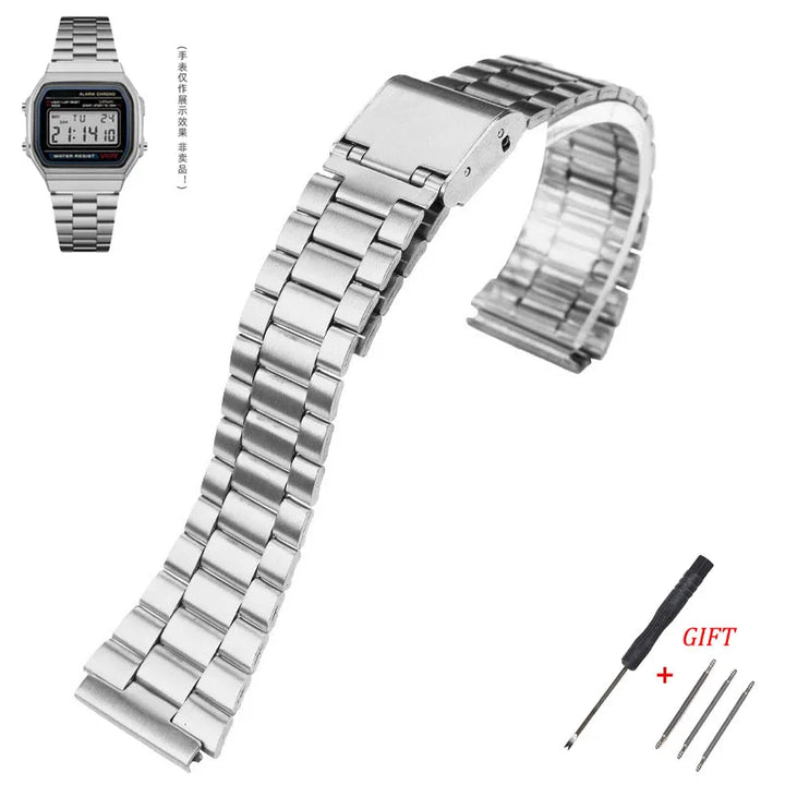 Stainless Steel Metal Watch Band 18mm for Casio F-91W, F105, A158W & More