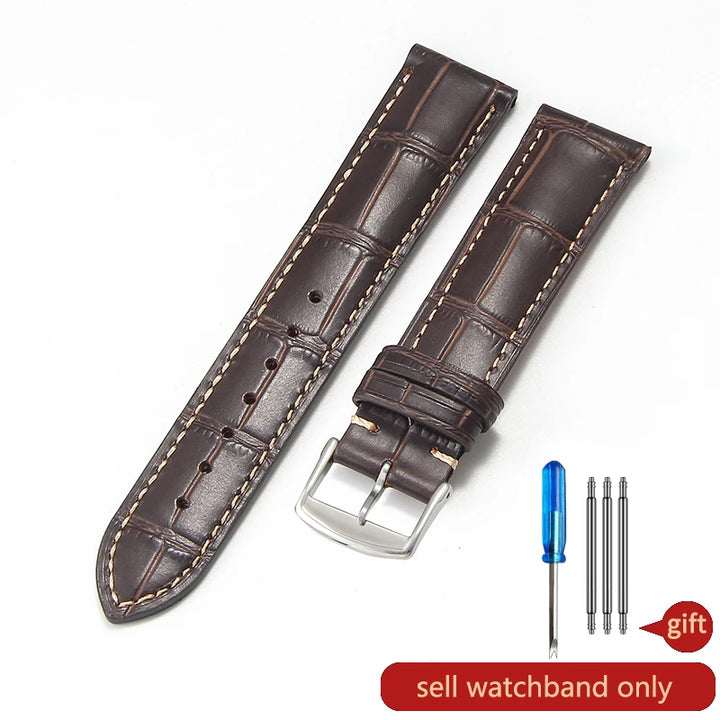 Genuine Cowhide Leather Watch Band 18–22mm for Longines Master &