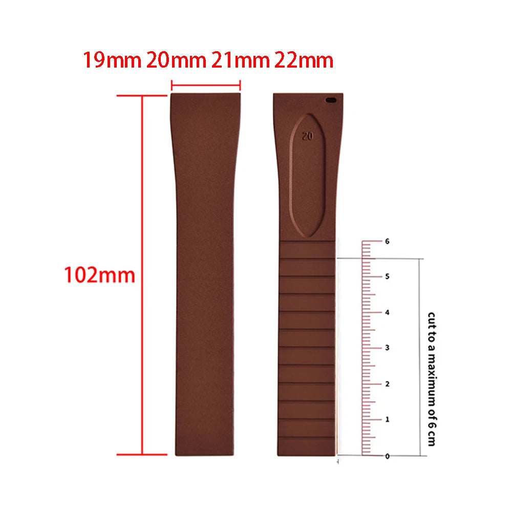 CTS FKM Rubber Watch Strap 16mm 18mm 19mm 20mm 21mm 22mm Quick Release Butterfly Buckle Watch Band CTS Strap For Cut To Size