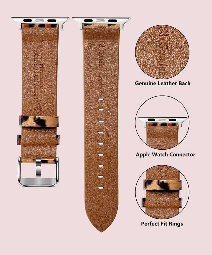 Leopard Leather Apple Watch Band for Women 38–49mm