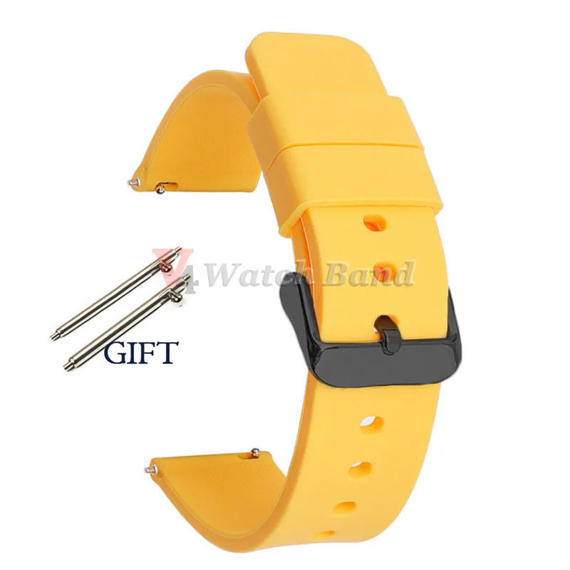 Universal Watch Straps 20mm 22mm 24mm 14mm 16mm 18mm Quick Release Silicone Band for Samsung for Huawei Women&Men Accessories