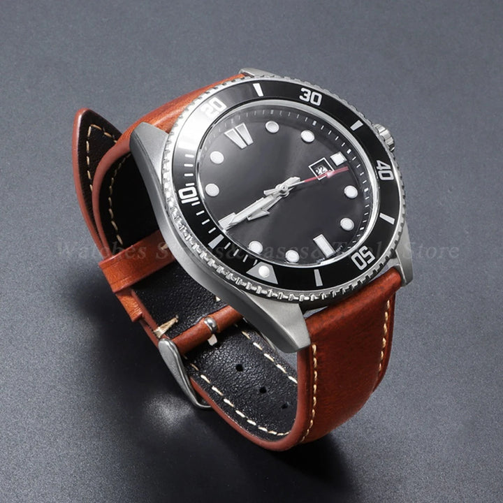 Vintage Oil Wax Leather Watch Strap – Brown Cowhide (18-22mm)
