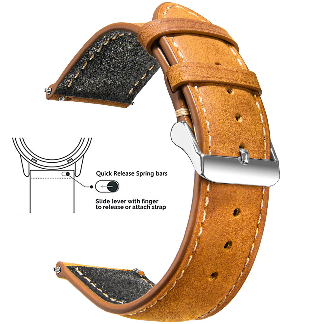 Wax Vintage Leather Watch Strap 14–24mm