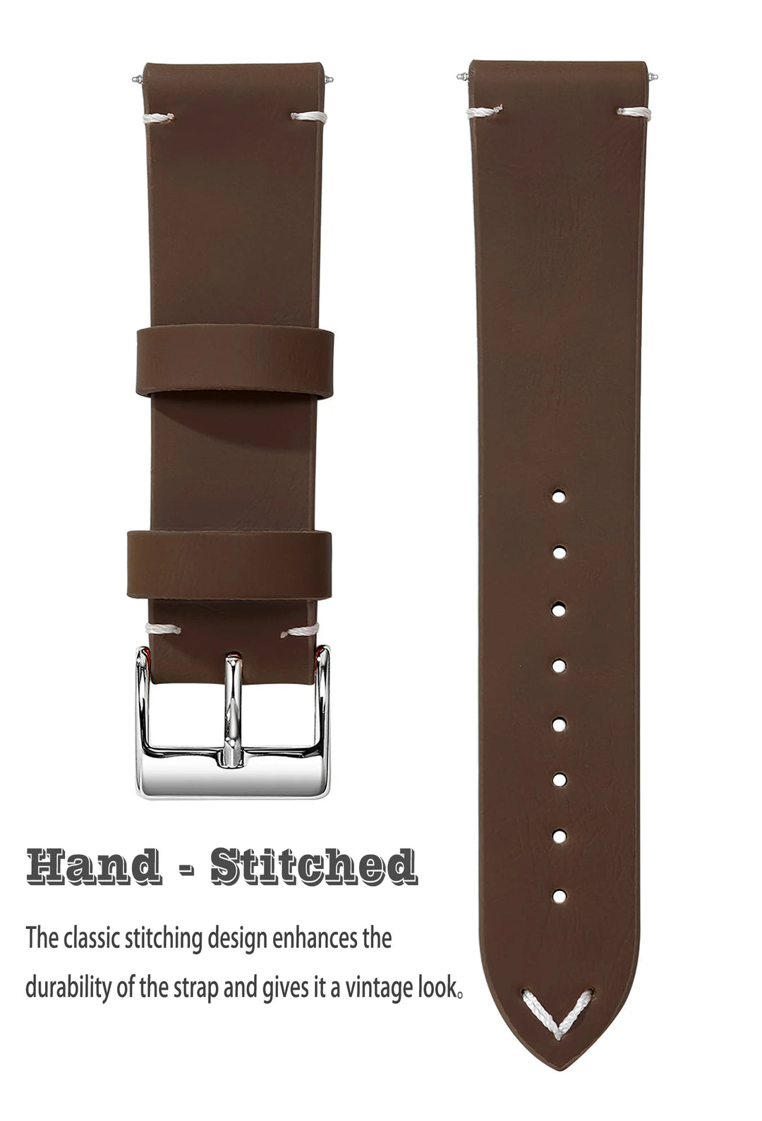 Sport Vintage Leather Watch Band 18–22mm with Stainless Steel Buckle