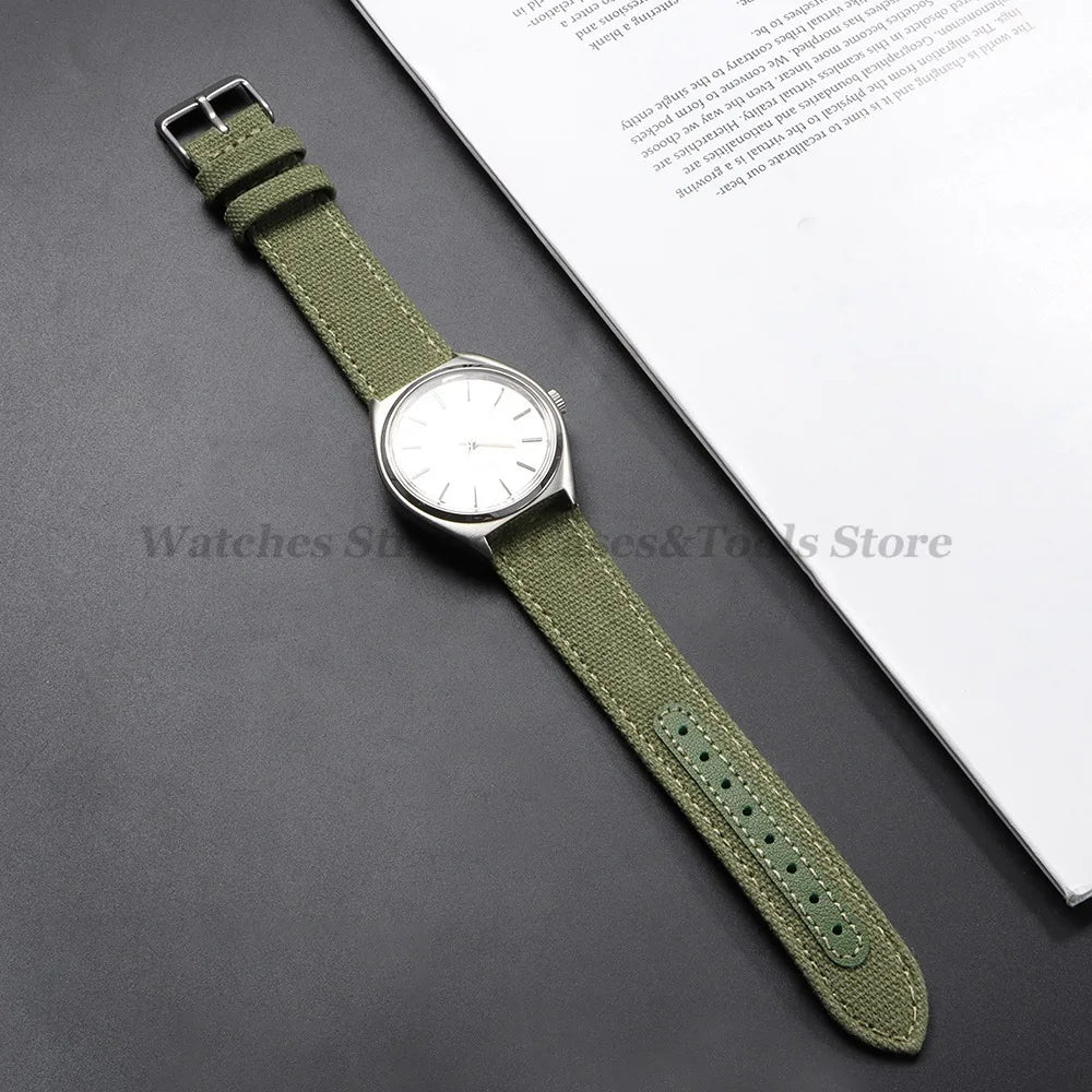 Canvas Band Leather Watchband 20mm for Army Military Quick Release Universal Replacement for Omega Sport Nylon Men Watch Straps