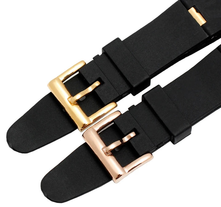 Black Rubber Replacement Watch Strap for BVLGARI (22/24mm)