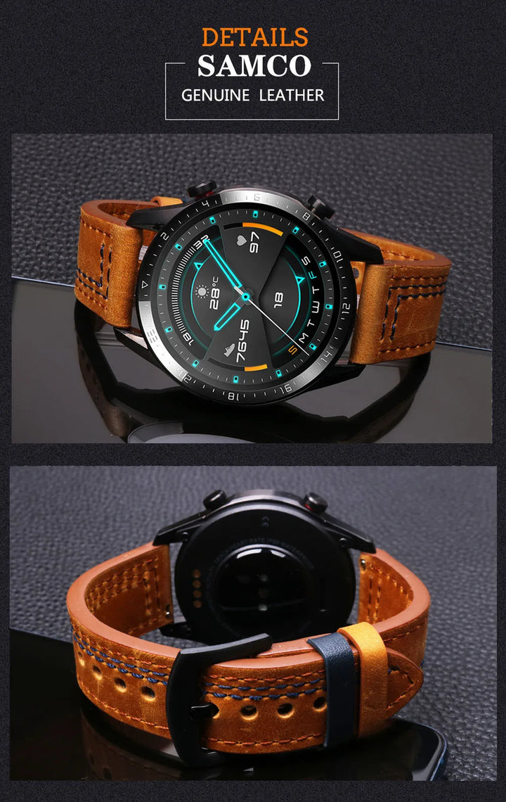 op Grain Genuine Leather Watch Band 20mm 22mm (Quick Release)