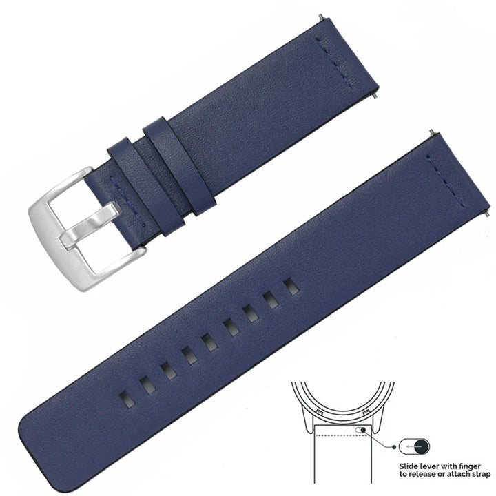Genuine Leather Quick Release Watch Band 20–22mm for Huawei & Samsung Galaxy 45/46mm