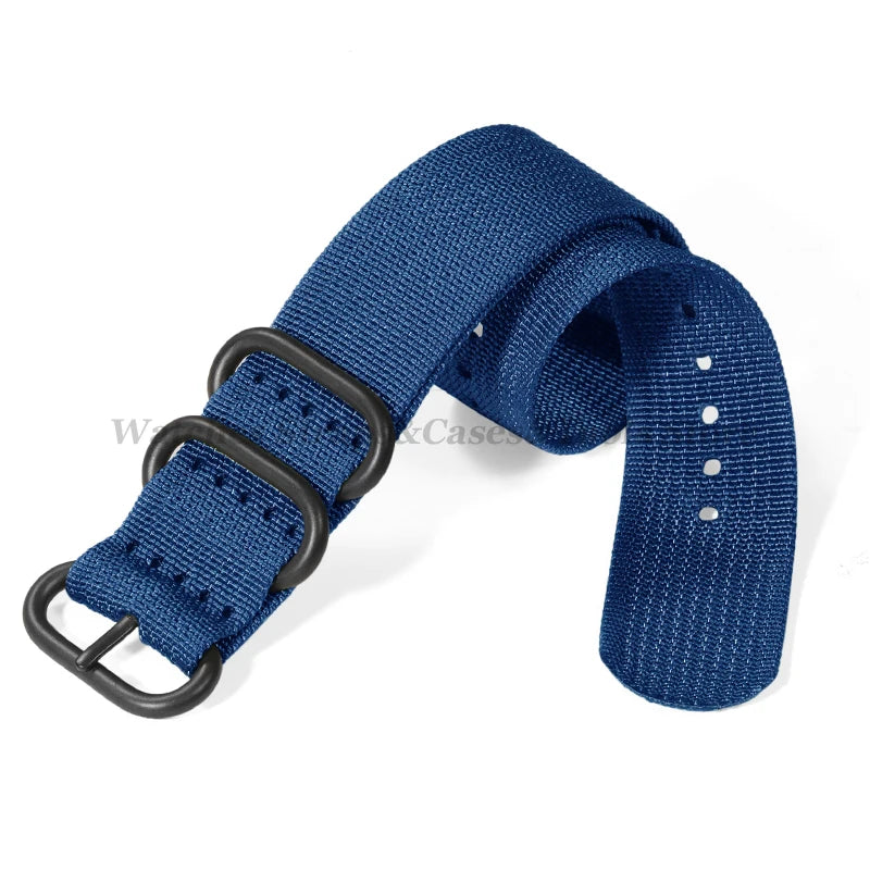Sailcloth Nylon Watch Strap with Ring Buckle (18–24mm)