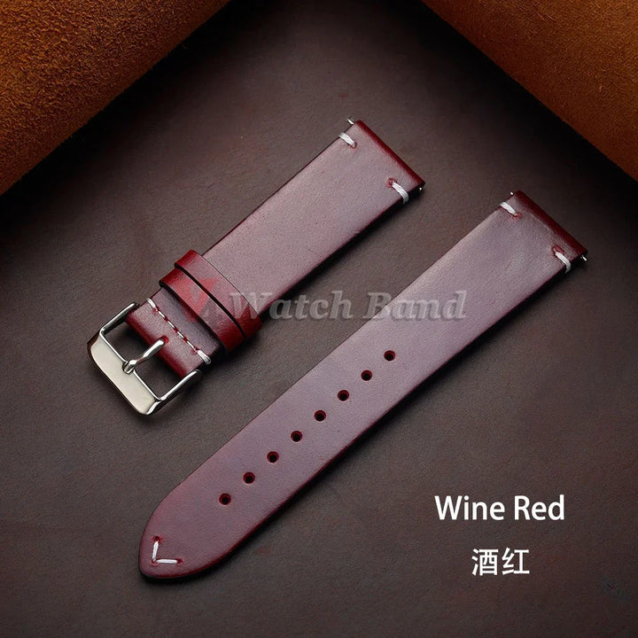 Seiko Vintage Oil Wax Leather Watch Strap – 18–24mm, Butterfly Buckle