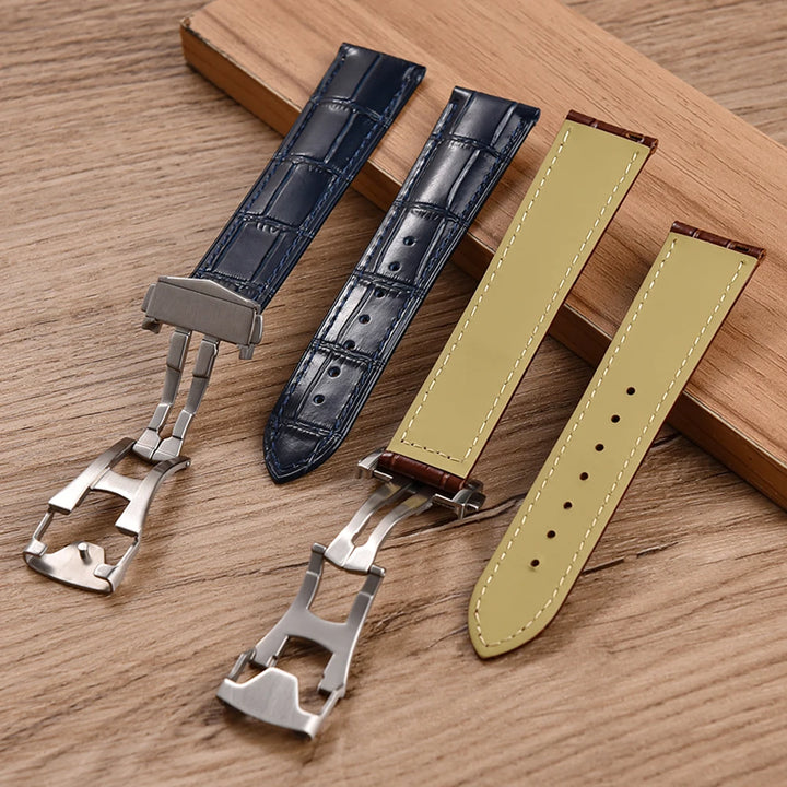 Calfskin Leather Watch Strap 19mm20mm 21mm 22mm For Omega 007 Seamaster 300 De ville AT150 Commander Folding Buckle Bracelet Men