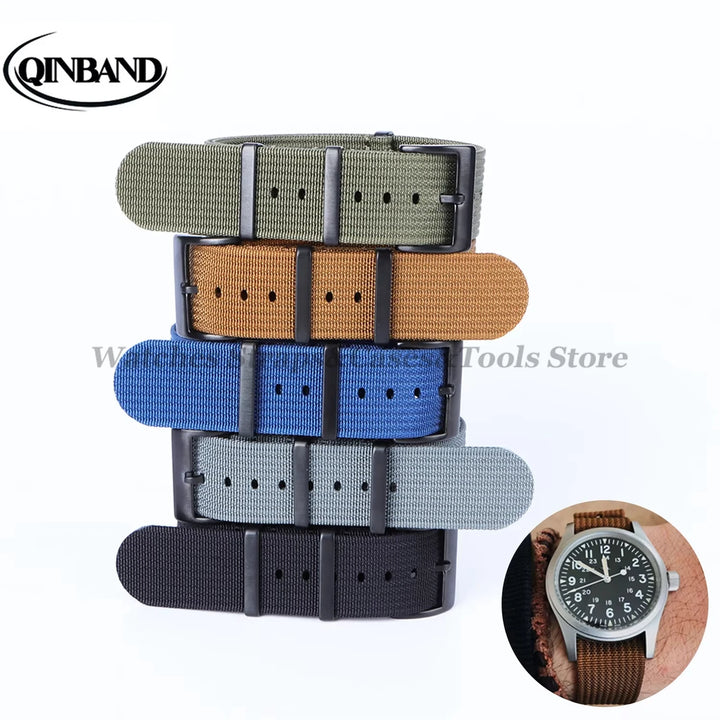 Ribbed Nylon Watch Strap 20/22mm (Military Style)