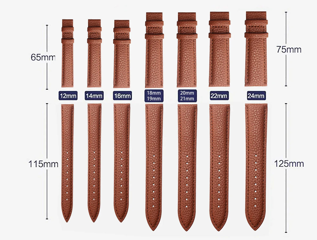 SAMCO Genuine Leather Watch Band 12–24mm (With Tool)