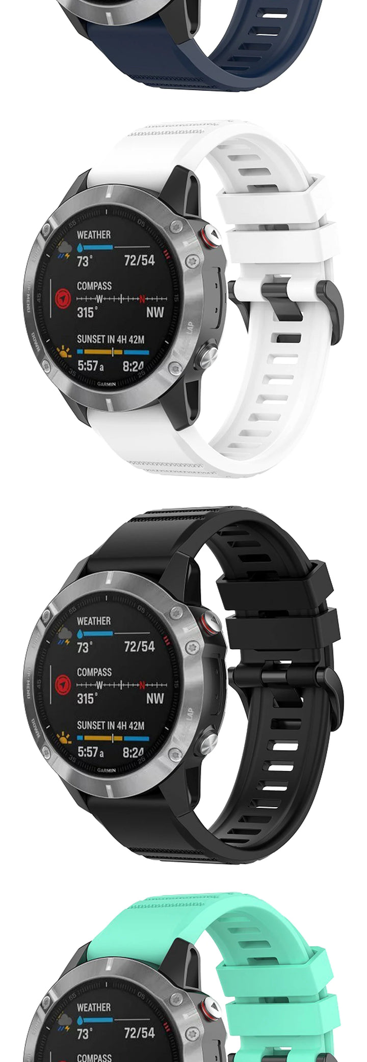 QuickFit Silicone Watch Strap 20/22/26mm for Garmin Fenix & Tactix Series