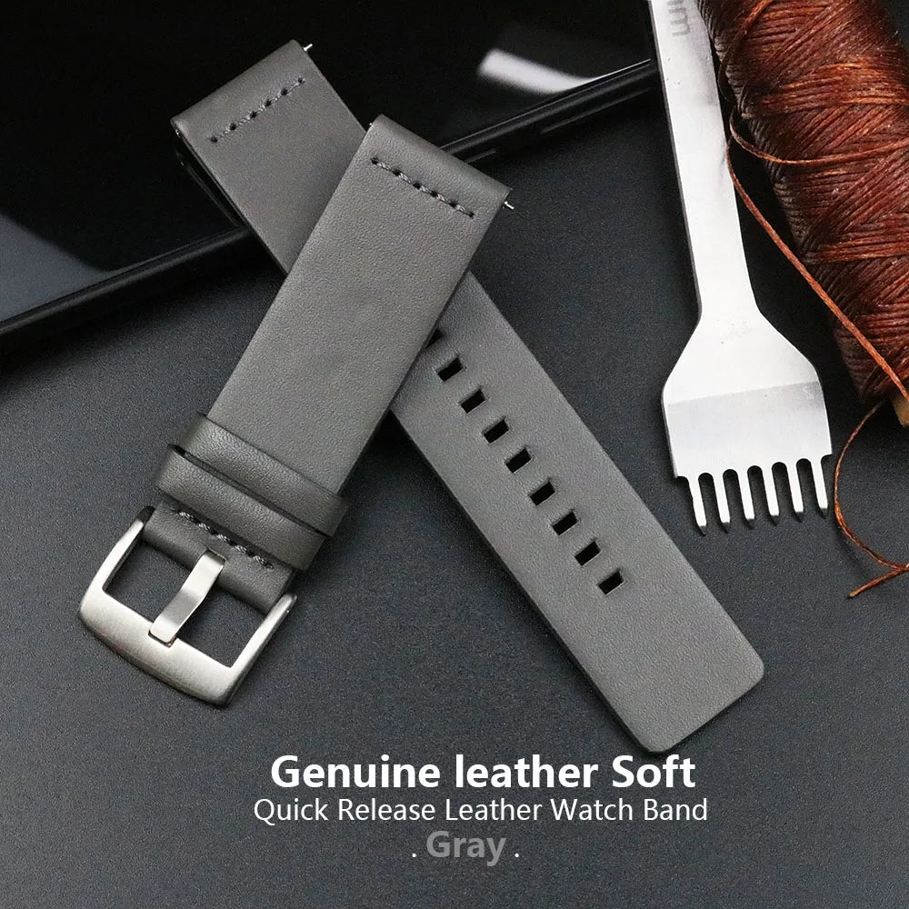 New Genuine Leather Quick Release Watch Band 18–24mm (Vintage Handmade)