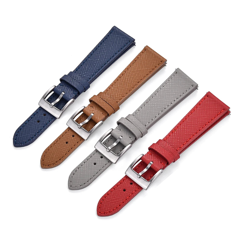 Quick Release Saffiano Leather Watch Strap – 18-24mm Universal