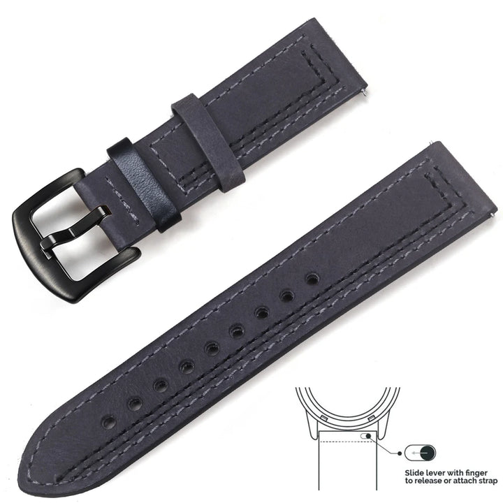 op Grain Genuine Leather Watch Band 20mm 22mm (Quick Release)