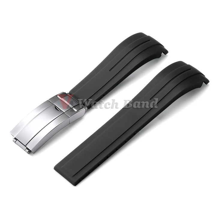 Curved End Rubber Watch Strap 20mm 21mm 22mm for Rolex for Water Ghost Waterproof Silicone Wrist Band Folding Buckle Bracelet