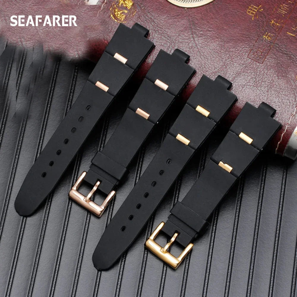 Black Rubber Replacement Watch Strap for BVLGARI (22/24mm)