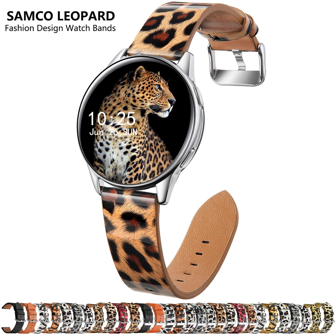 Leopard Print Leather Watch Band 20/22mm (Quick Release)