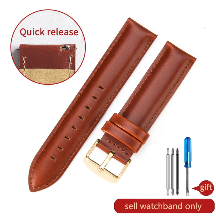 DW Classic Genuine Leather Watch Strap – 14–22mm, Waterproof & Soft