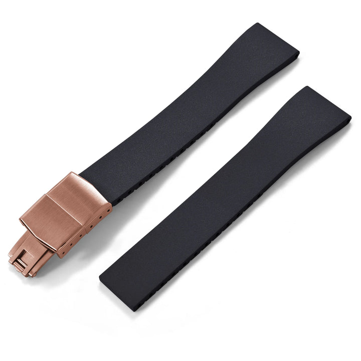 JUELONG CTS FKM Rubber Watch Strap 16–22mm Quick Release with Rose Gold Butterfly Buckle