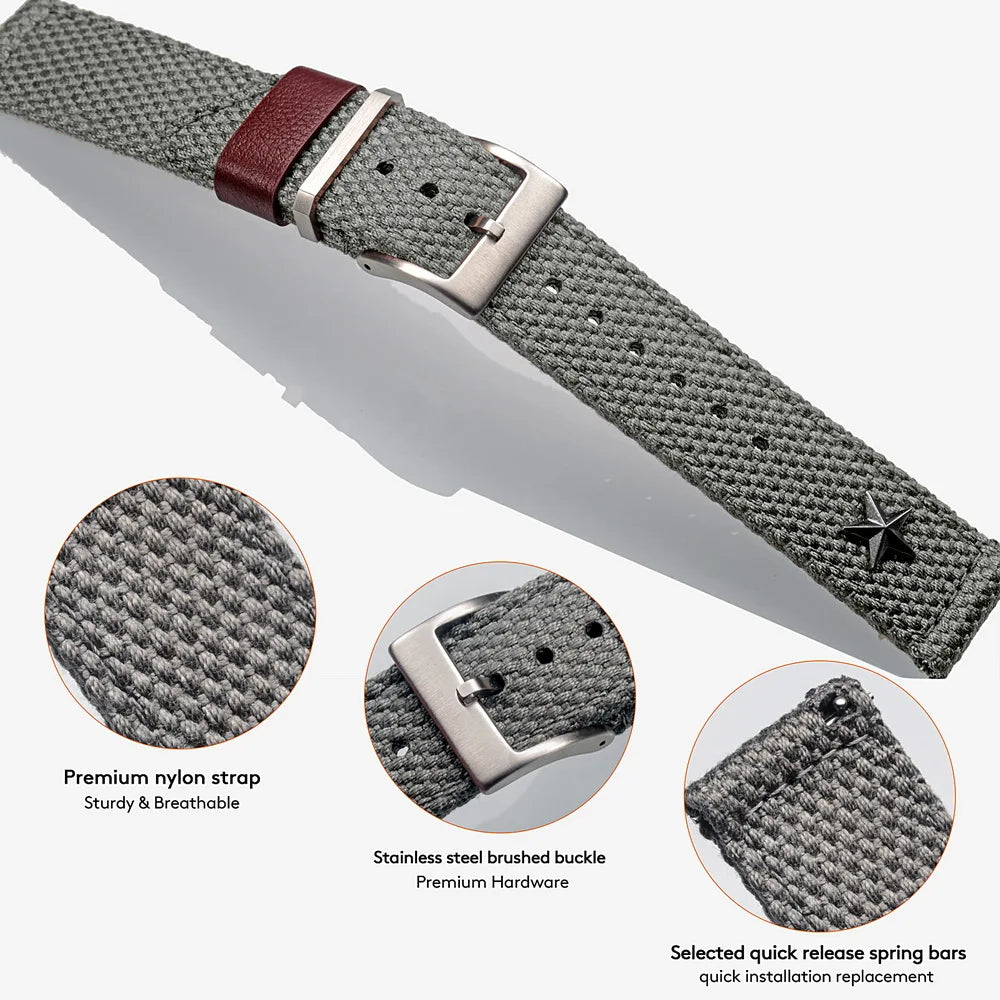 HEMSUT Nylon Quick-Release Watch Strap – 20/22mm Canvas for Men & Women