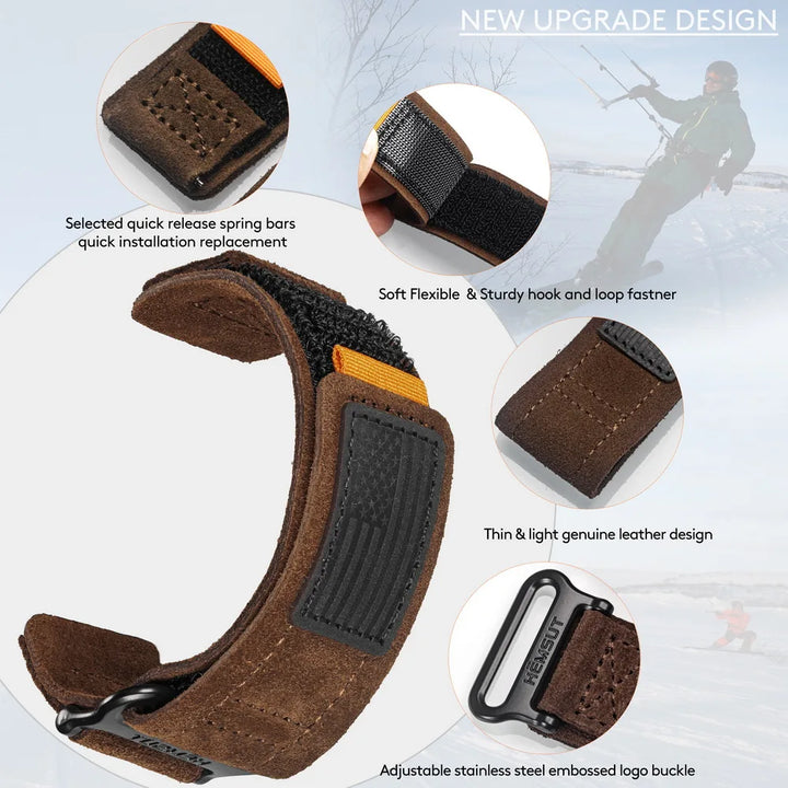 Hemsut Genuine Leather Watch Strap – 20/22mm for Samsung Galaxy