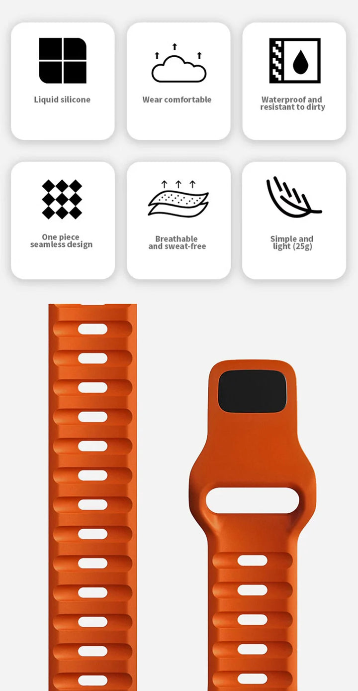 Silicone Rubber Apple Watch Band 38–49mm for iWatch Series 3–8 & Ultra